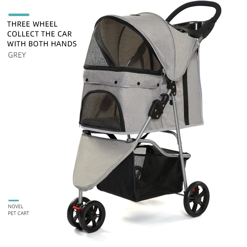Lightweight & Foldable Pet Stroller for Small Dogs & Cats, Perfect for Outdoor Travel, Camping, and Daily Walks