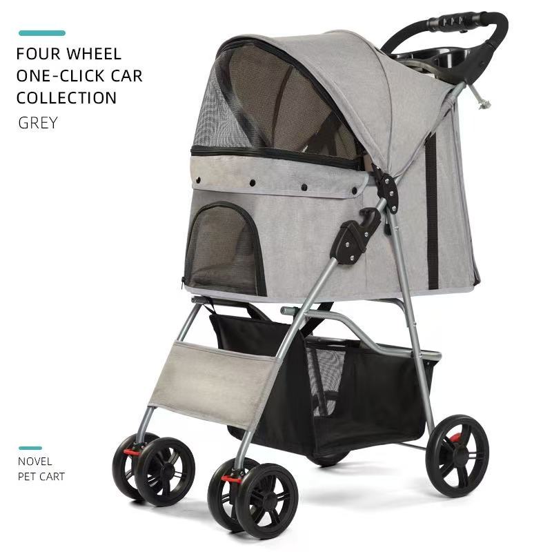 Lightweight & Foldable Pet Stroller for Small Dogs & Cats, Perfect for Outdoor Travel, Camping, and Daily Walks