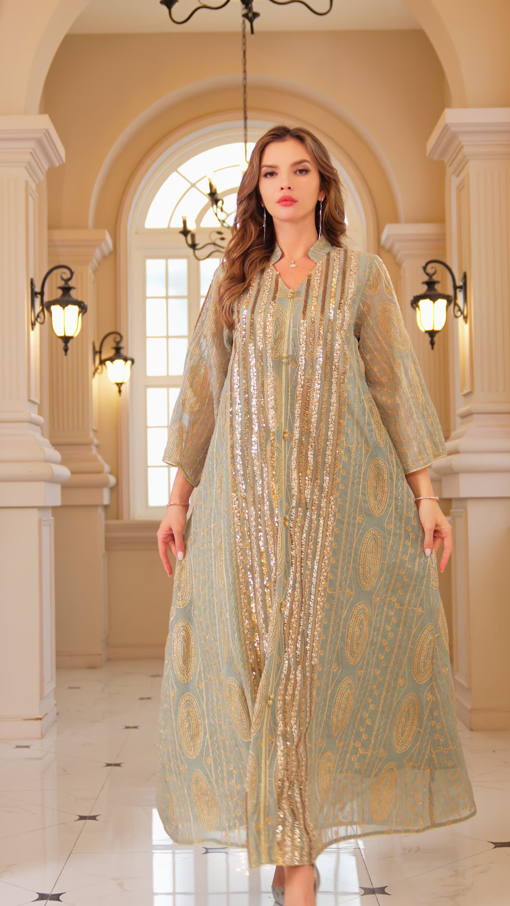 Muslim women's abaya with sequins