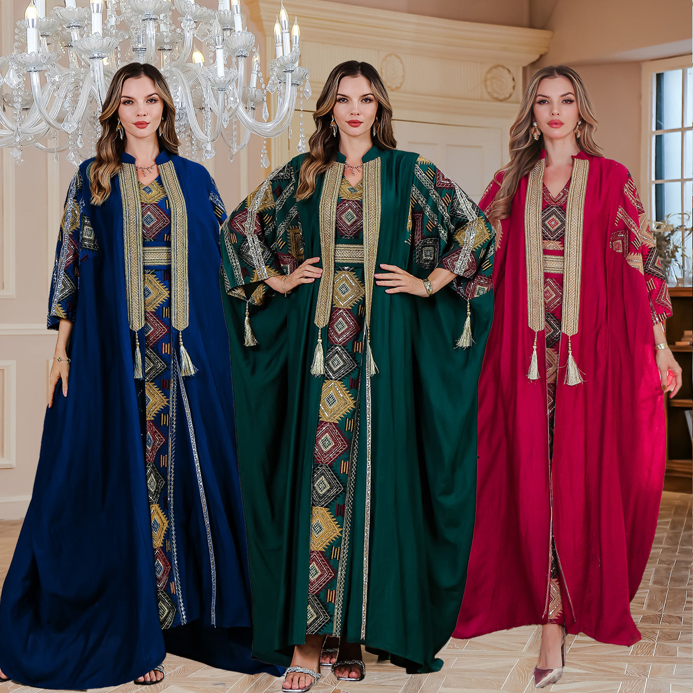Light luxury embroidered long robe abaya