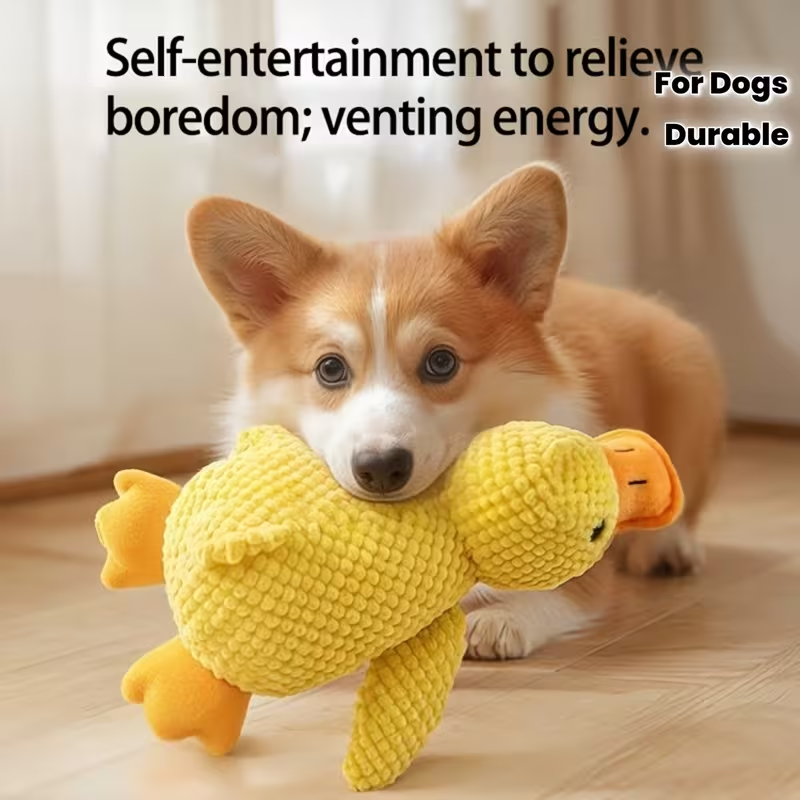 Cute Squeaky Duck Dog Plush Toy, Durable Teething Chew Toy For Puppies, Stress Relief Boredom Relief Interactive Pet Toy For Small Medium Large Dogs