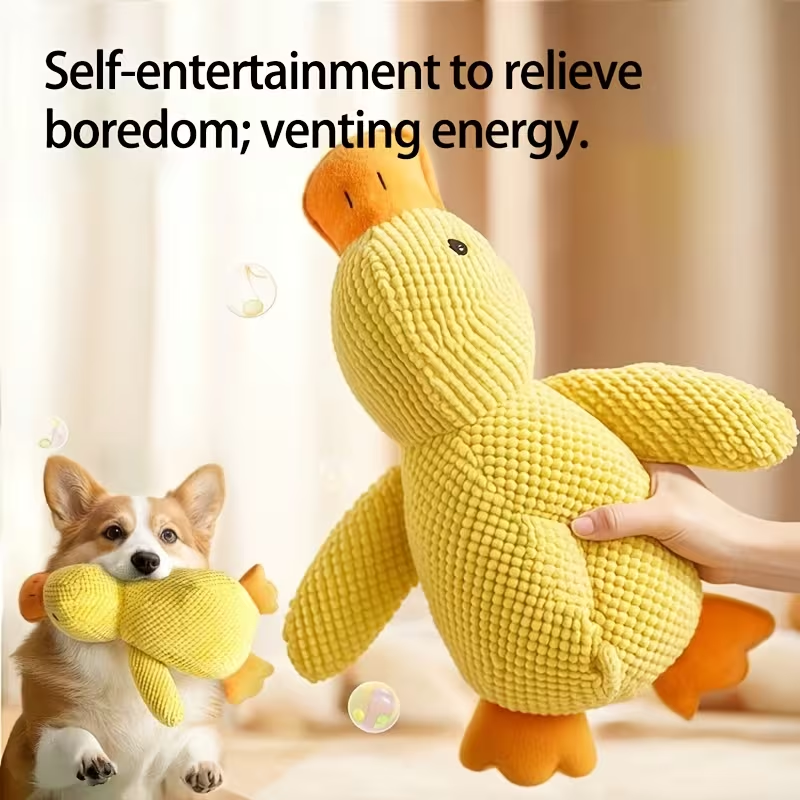 Cute Squeaky Duck Dog Plush Toy, Durable Teething Chew Toy For Puppies, Stress Relief Boredom Relief Interactive Pet Toy For Small Medium Large Dogs