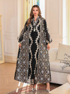 Heavy-duty mesh embroidery Middle Eastern abaya, a Muslim long robe