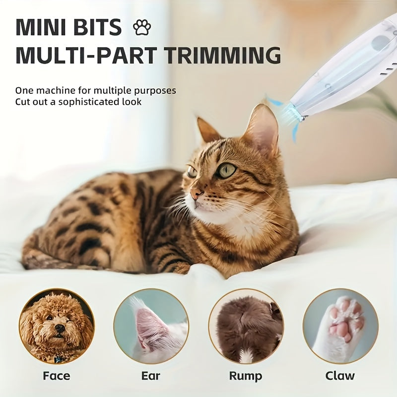 Professional Pet Paw Trimmer - Ultra-Quiet & Safe Dog Hair Clipper for Paws, Eyes, Ears, and Rump