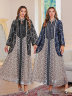 Heavy-duty mesh embroidery long robe abaya for Muslims