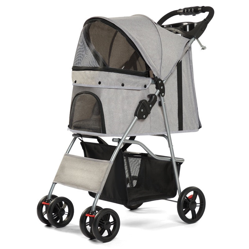 Lightweight & Foldable Pet Stroller for Small Dogs & Cats, Perfect for Outdoor Travel, Camping, and Daily Walks