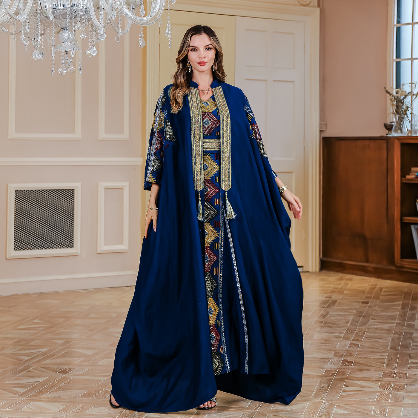 Light luxury embroidered long robe abaya