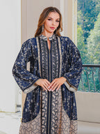 Heavy-duty mesh embroidery long robe abaya for Muslims