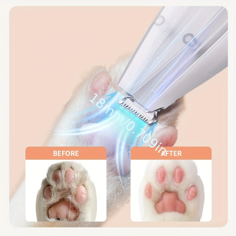 Professional Pet Paw Trimmer - Ultra-Quiet & Safe Dog Hair Clipper for Paws, Eyes, Ears, and Rump