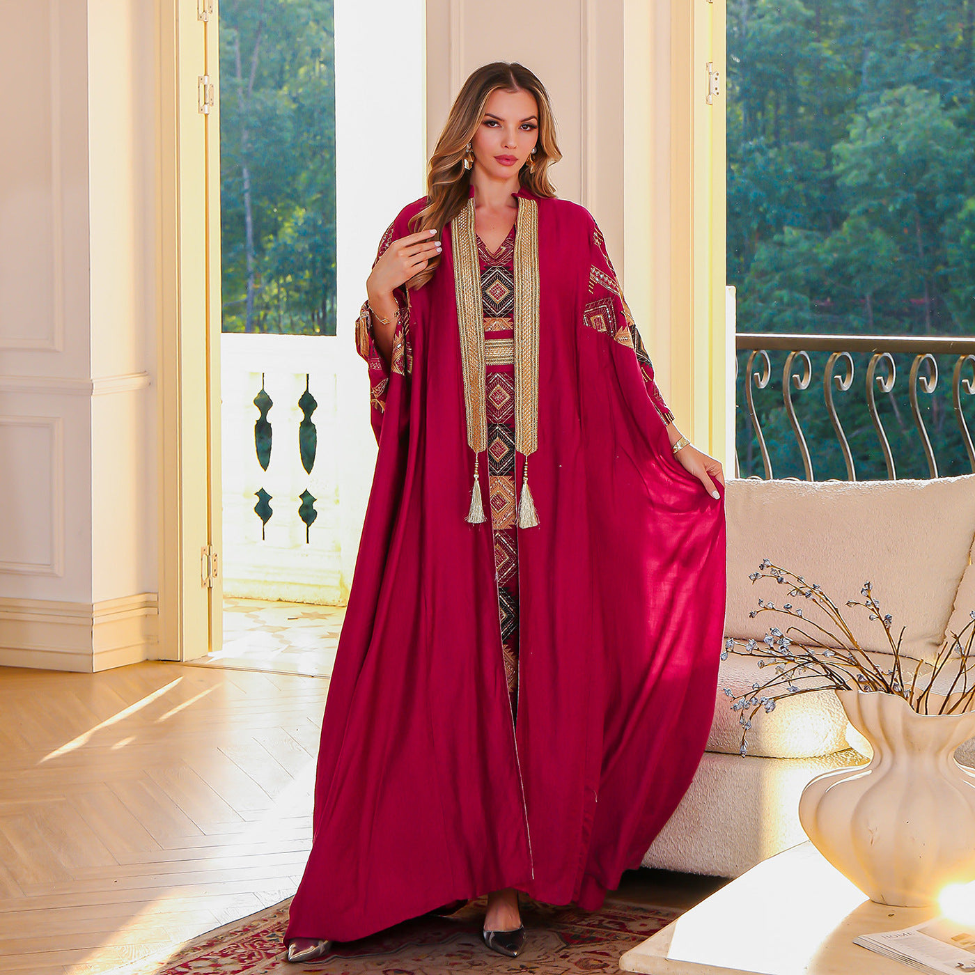 Light luxury embroidered long robe abaya
