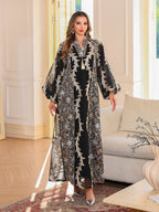 Heavy-duty mesh embroidery Middle Eastern abaya, a Muslim long robe