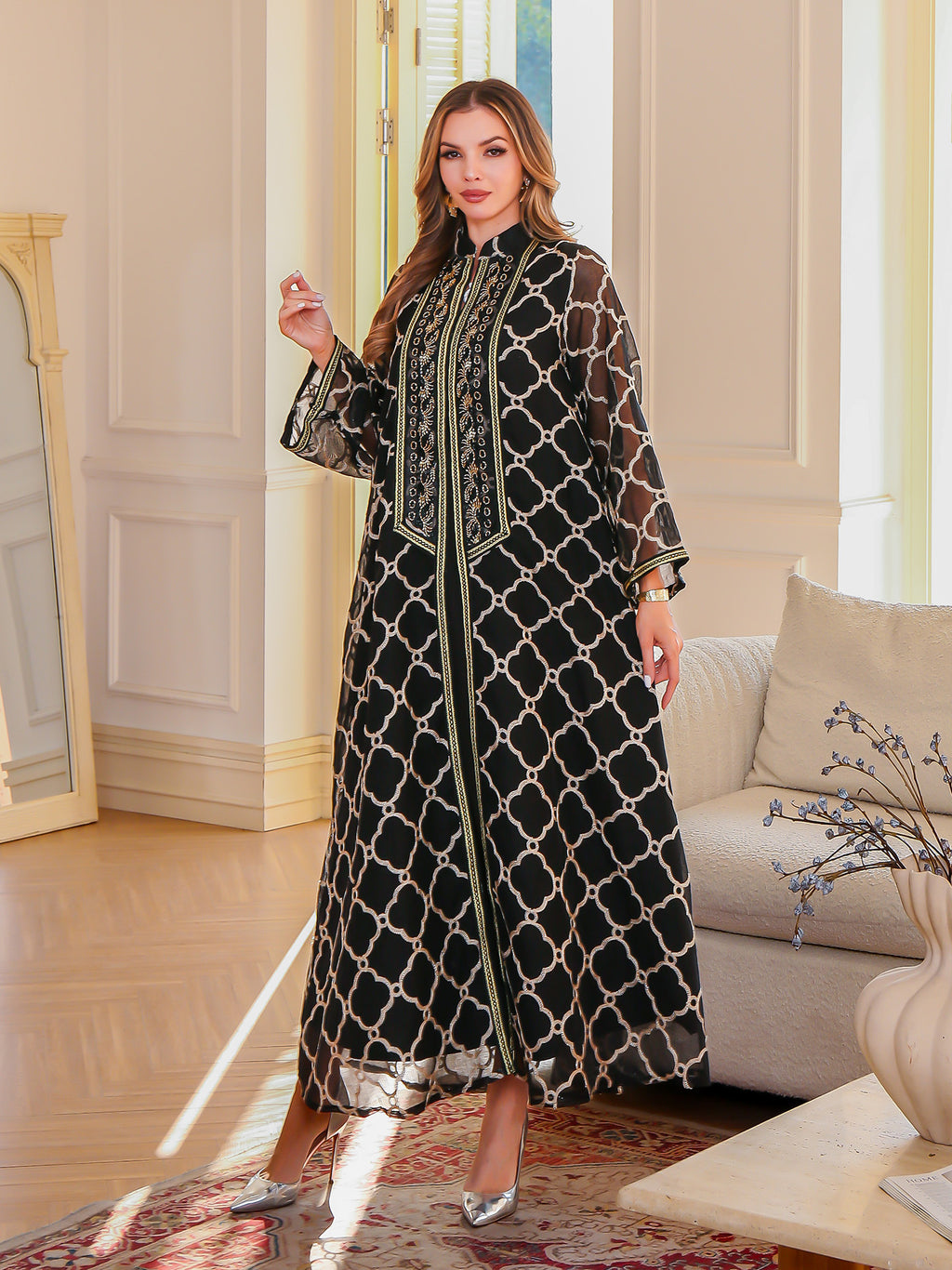 Ms. abaya elegant dress embroidered robe