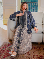 Heavy-duty mesh embroidery long robe abaya for Muslims
