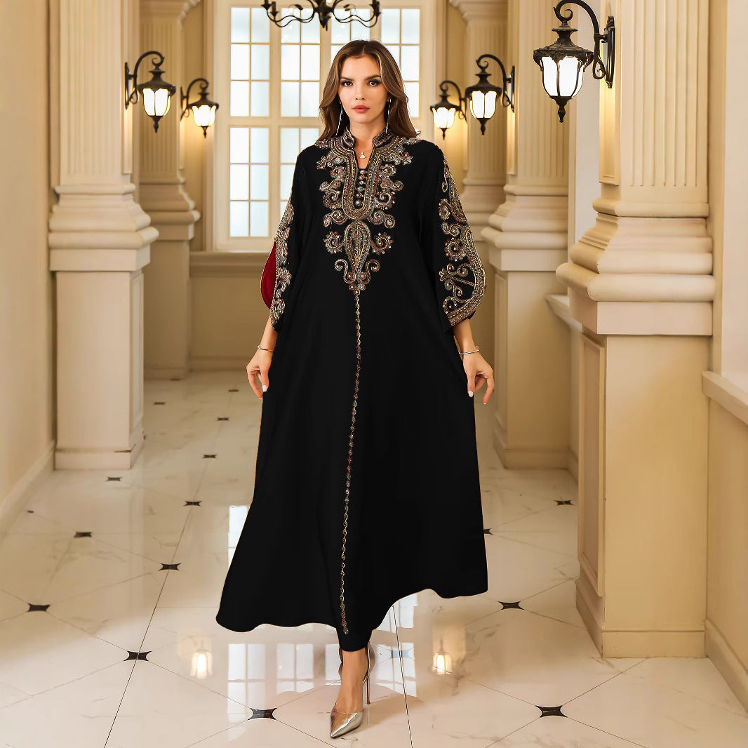 Embroidered robe, abaya, rope embroidery dress