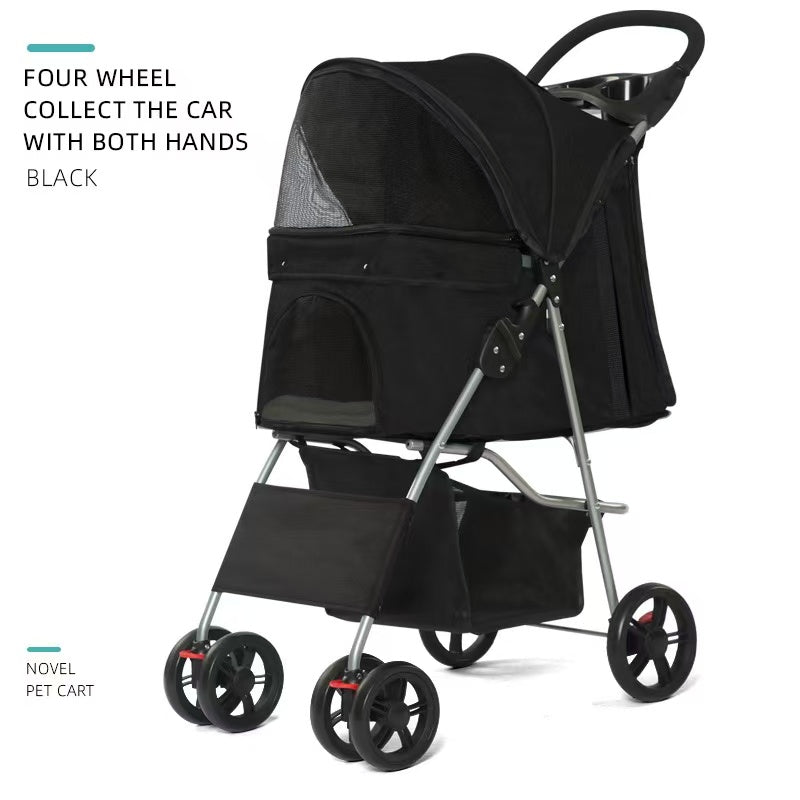 Lightweight & Foldable Pet Stroller for Small Dogs & Cats, Perfect for Outdoor Travel, Camping, and Daily Walks