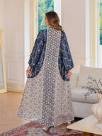 Heavy-duty mesh embroidery long robe abaya for Muslims