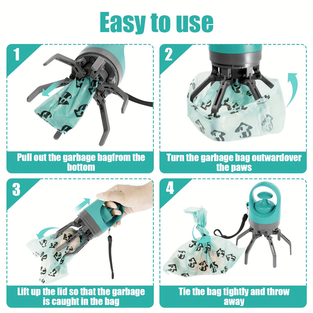 No-Touch Six-Claw Pet Waste Grabber - Sanitary & Lightweight Poop Scooper for Walks