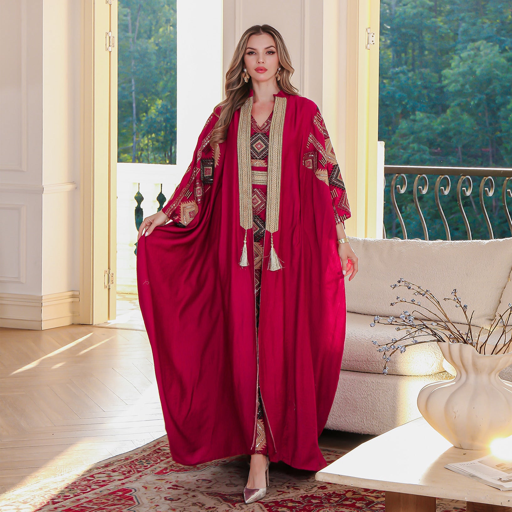 Light luxury embroidered long robe abaya