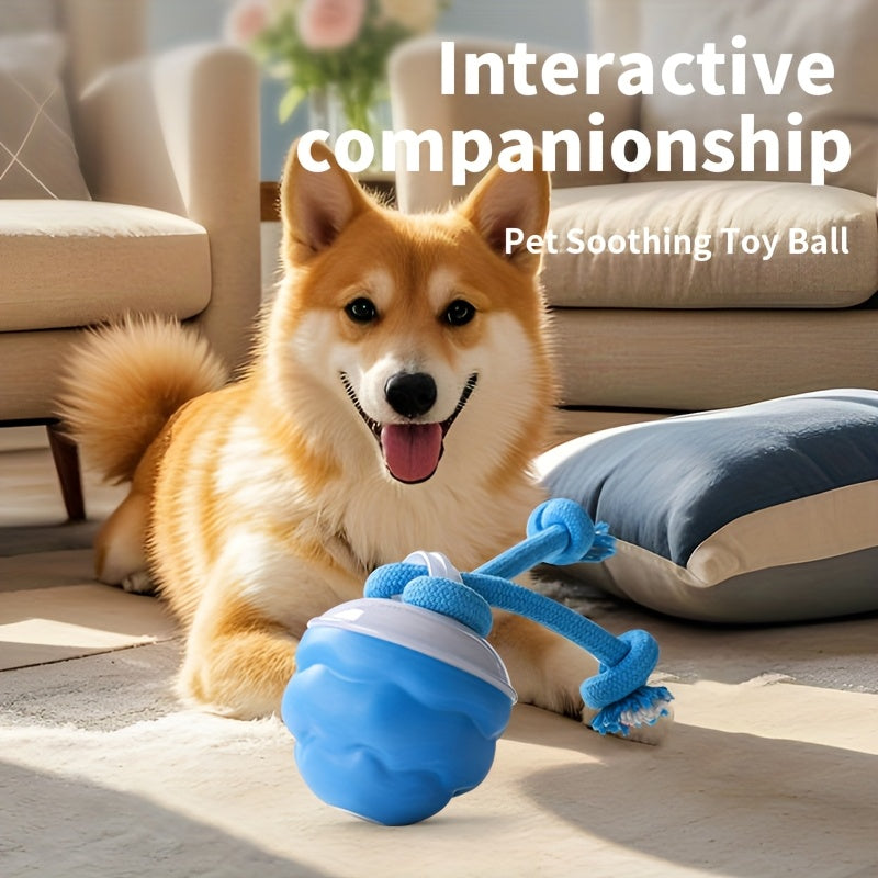 Interactive Dog Ball Toy - Sma Self-Moving Chase Buddy with Ropes, USB Rechargeable & 3 Play Modes for Boredom Relief