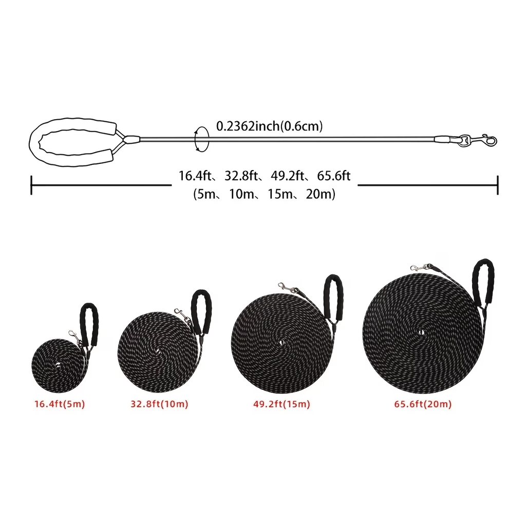 Long Reflective Nylon Dog Leash, Heavy Duty Durable Walking Training Rope For Small Medium Large Dogs