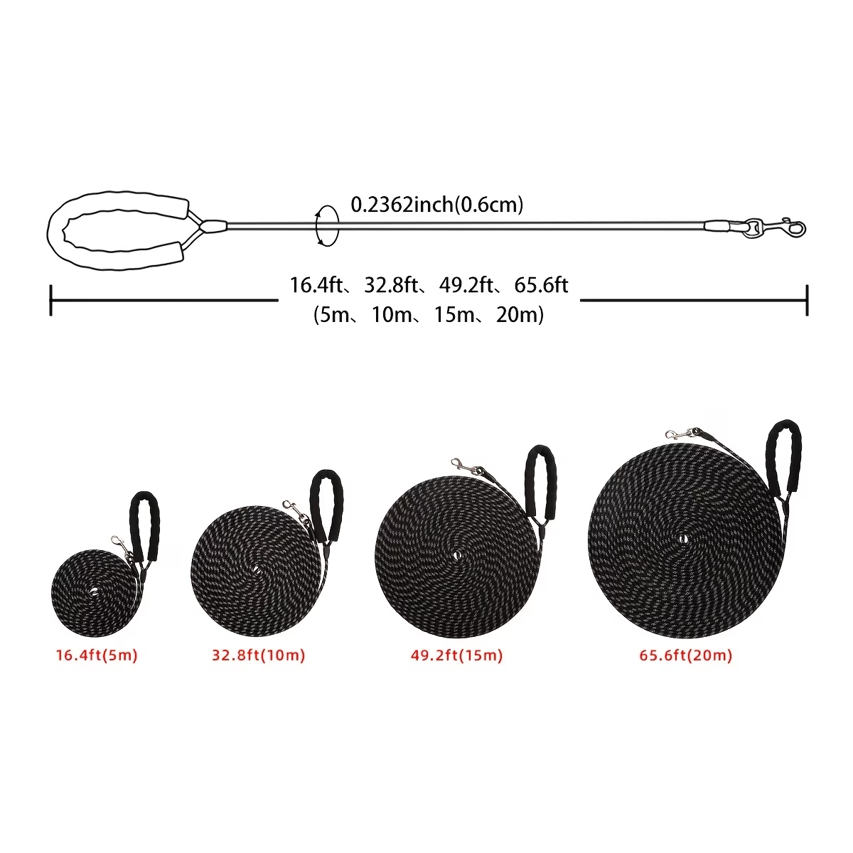 Long Reflective Nylon Dog Leash, Heavy Duty Durable Walking Training Rope For Small Medium Large Dogs
