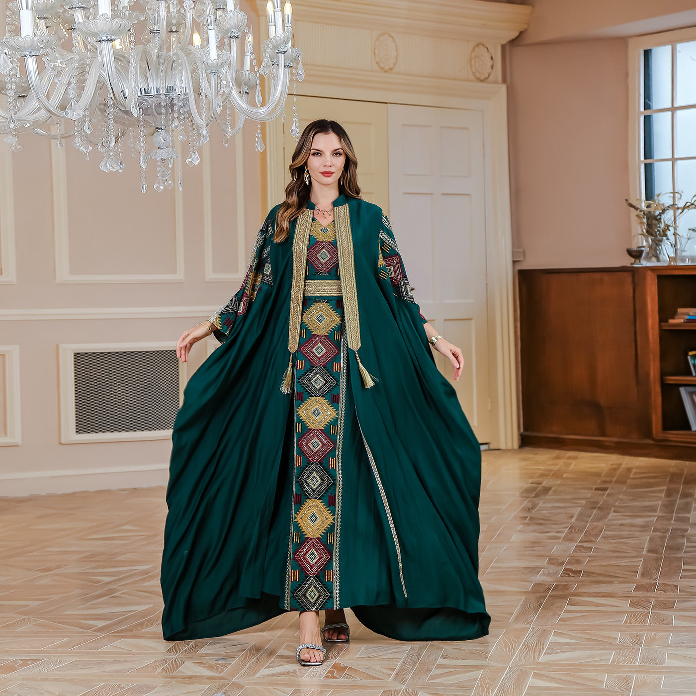 Light luxury embroidered long robe abaya