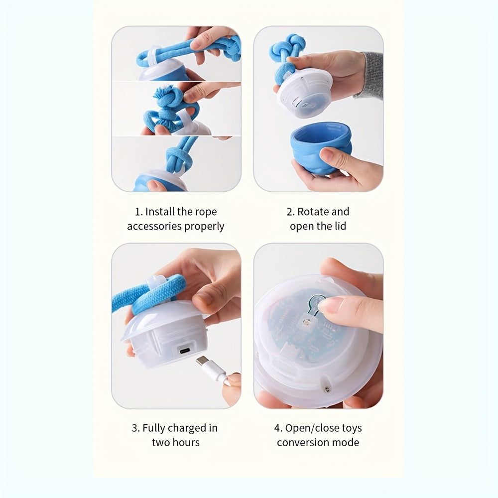 Interactive Dog Ball Toy - Sma Self-Moving Chase Buddy with Ropes, USB Rechargeable & 3 Play Modes for Boredom Relief