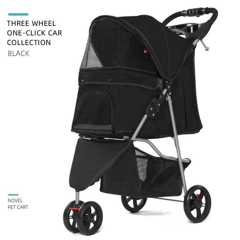 Lightweight & Foldable Pet Stroller for Small Dogs & Cats, Perfect for Outdoor Travel, Camping, and Daily Walks