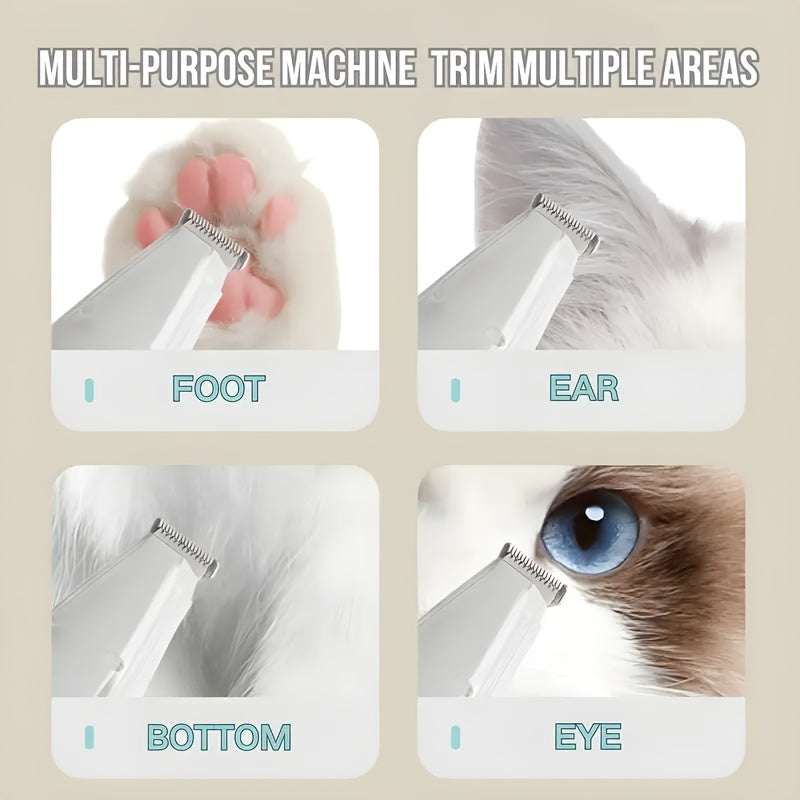 Professional Pet Paw Trimmer - Ultra-Quiet & Safe Dog Hair Clipper for Paws, Eyes, Ears, and Rump