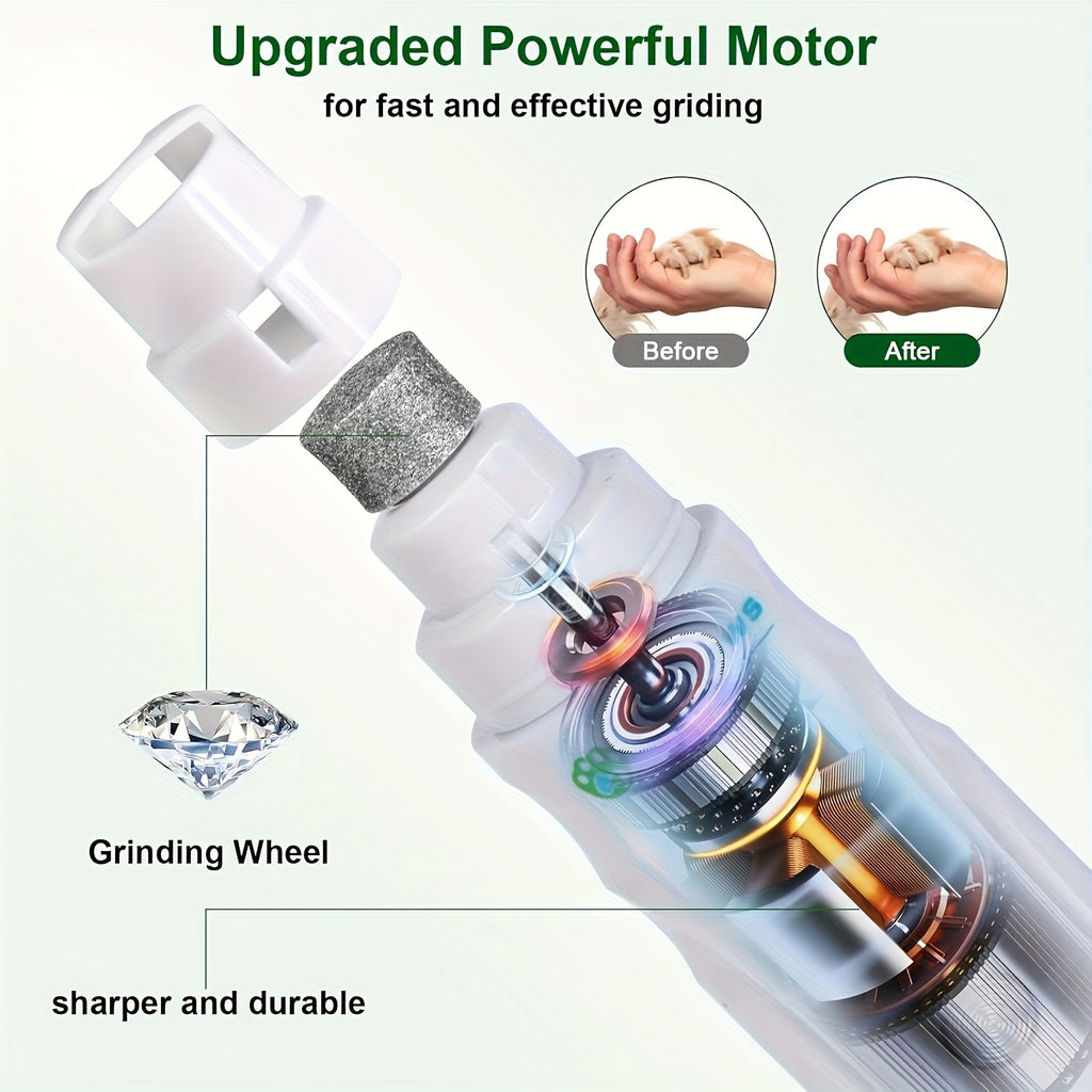 Professional Painless Dog Nail Grinder - Quiet Electric Pet Nail Trimmer for Dogs & Cats, Safe & Effective Grooming Tool for Pet Paw Care