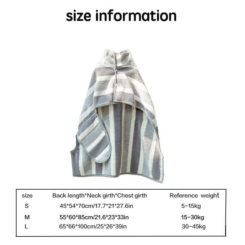Dog Bathrobe Soft Super Absorbent Pet Drying Towel - Full Wrap Thickened Grooming Robe for Dogs & Cats, Quick Dry Towel for Teddy, Golden Retriever and More
