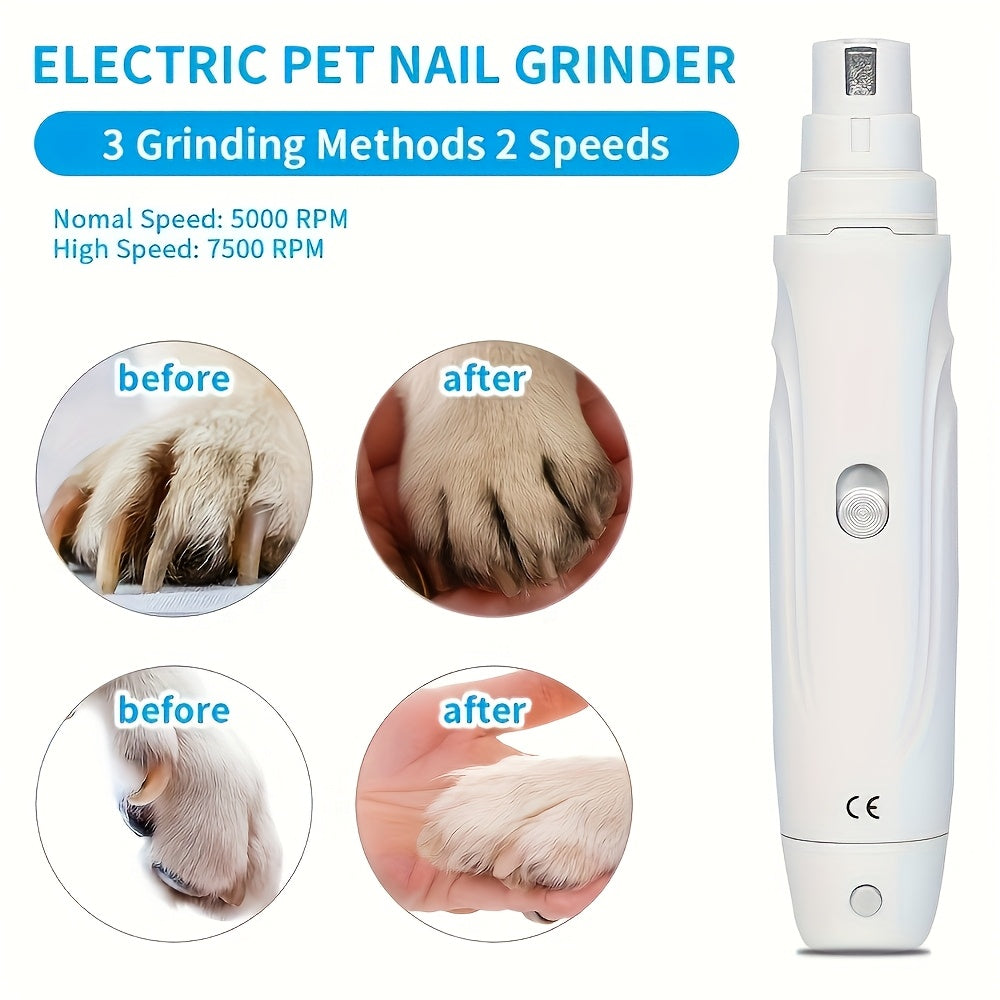 Professional Painless Dog Nail Grinder - Quiet Electric Pet Nail Trimmer for Dogs & Cats, Safe & Effective Grooming Tool for Pet Paw Care