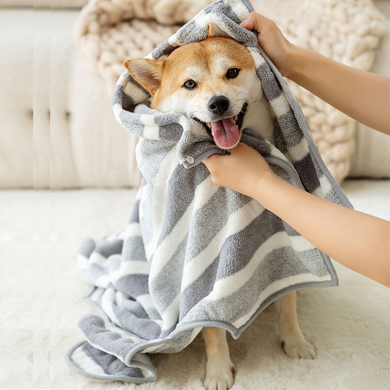 Dog Bathrobe Soft Super Absorbent Pet Drying Towel - Full Wrap Thickened Grooming Robe for Dogs & Cats, Quick Dry Towel for Teddy, Golden Retriever and More