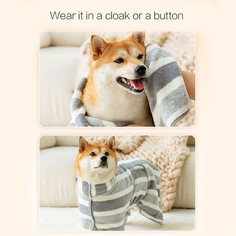Dog Bathrobe Soft Super Absorbent Pet Drying Towel - Full Wrap Thickened Grooming Robe for Dogs & Cats, Quick Dry Towel for Teddy, Golden Retriever and More