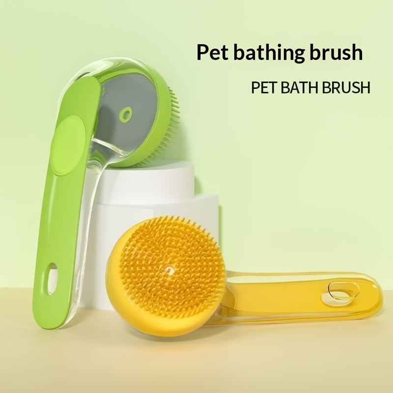 2-in-1 Pet Shampoo Dispenser & Bath Brush, Soft Silicone Bristle Scrubber for Deep Cleaning and Massage.