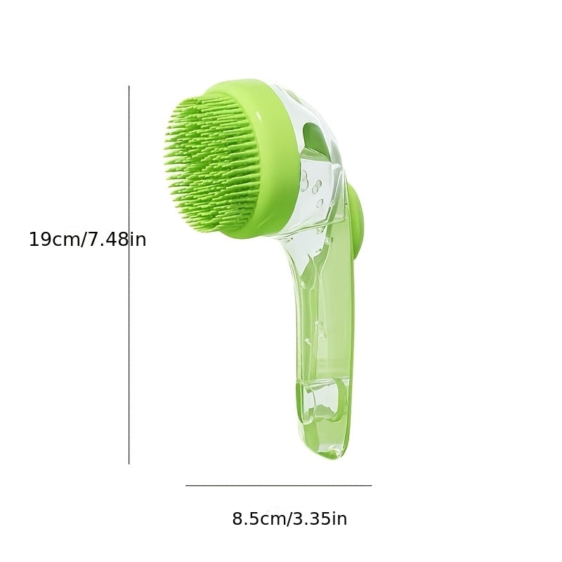 2-in-1 Pet Shampoo Dispenser & Bath Brush, Soft Silicone Bristle Scrubber for Deep Cleaning and Massage.