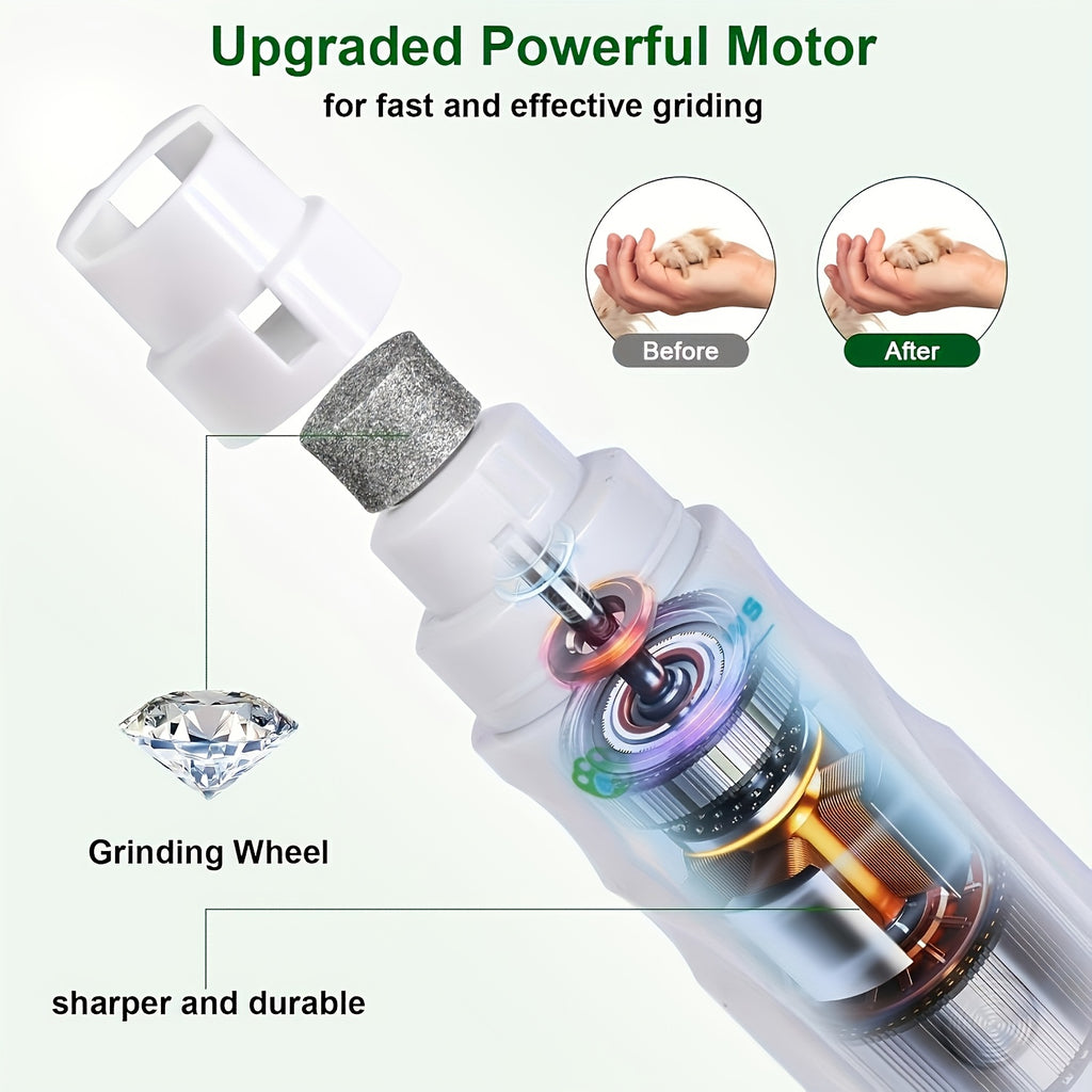 Professional Painless Dog Nail Grinder - Quiet Electric Pet Nail Trimmer for Dogs & Cats, Safe & Effective Grooming Tool for Pet Paw Care