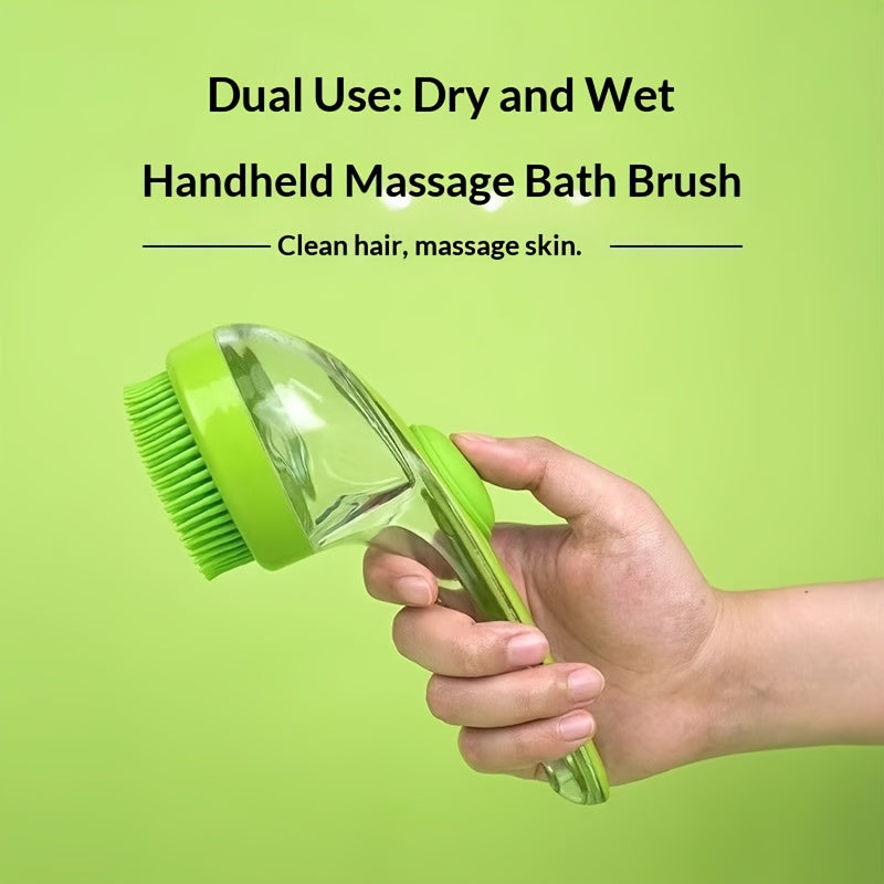 2-in-1 Pet Shampoo Dispenser & Bath Brush, Soft Silicone Bristle Scrubber for Deep Cleaning and Massage.