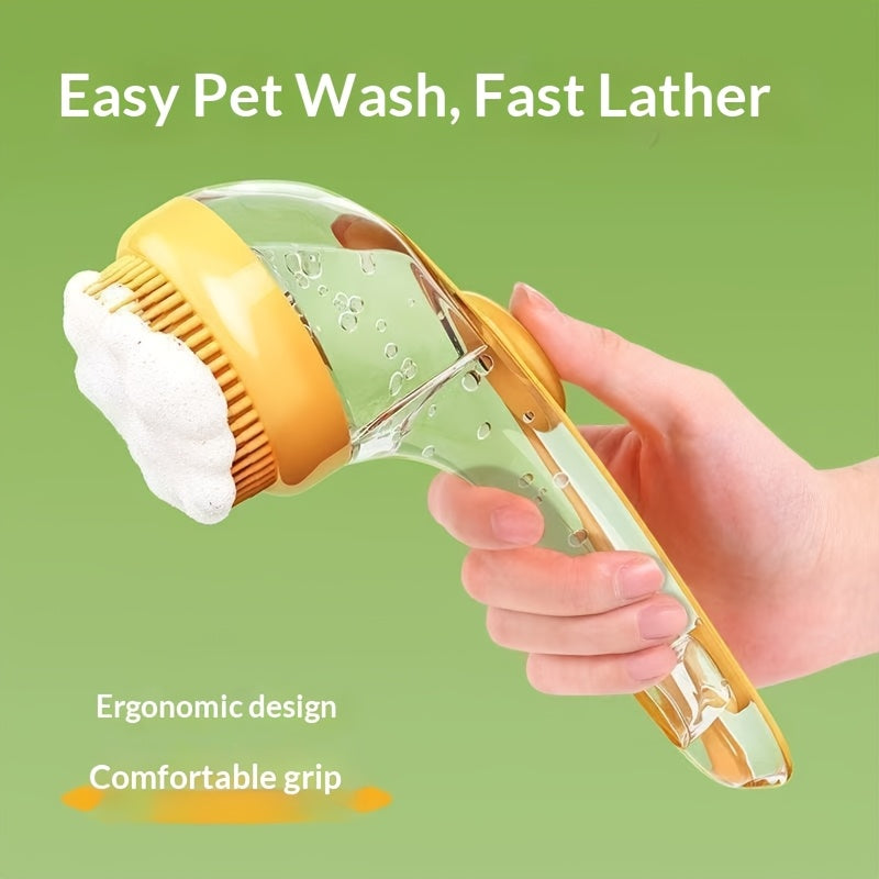 2-in-1 Pet Shampoo Dispenser & Bath Brush, Soft Silicone Bristle Scrubber for Deep Cleaning and Massage.