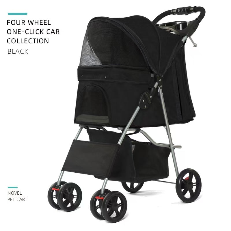 Lightweight & Foldable Pet Stroller for Small Dogs & Cats, Perfect for Outdoor Travel, Camping, and Daily Walks