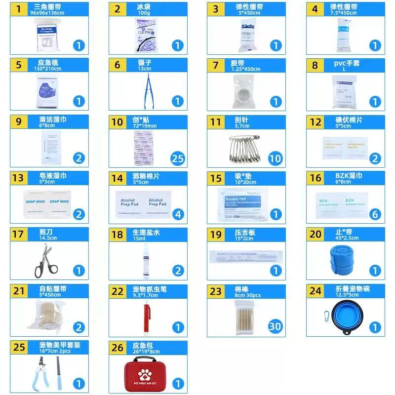 Pet First Aid Kit  Convenient and compact, easy to carry  Customization supported