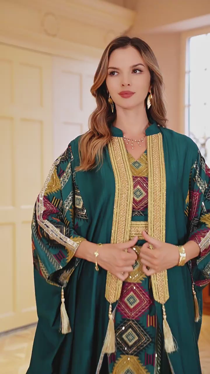 Light luxury embroidered long robe abaya