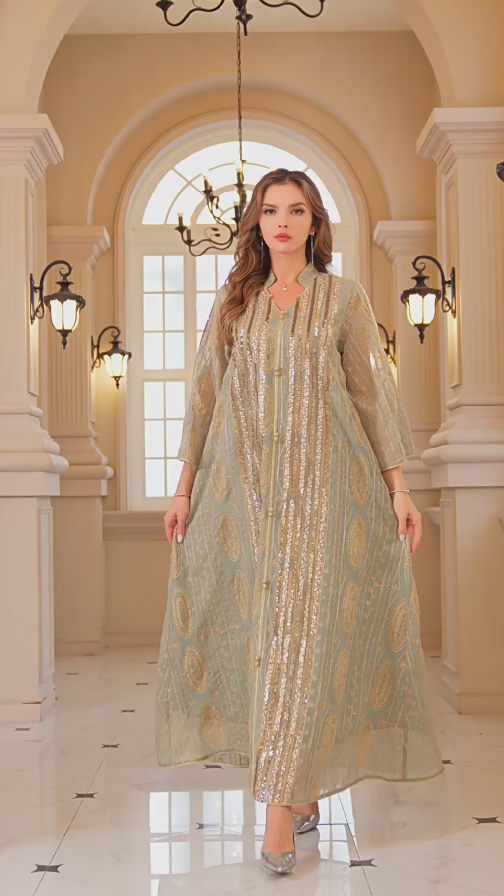 Muslim women's abaya with sequins