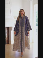 Heavy-duty mesh embroidery long robe abaya for Muslims