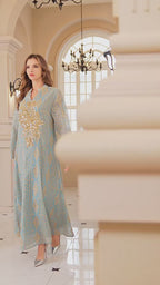 Elegant embroidered and beaded abaya for women