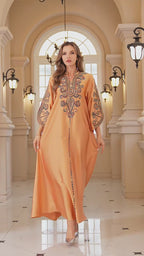 Embroidered robe, abaya, rope embroidery dress