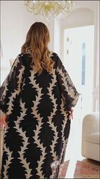 Heavy-duty mesh embroidery Middle Eastern abaya, a Muslim long robe